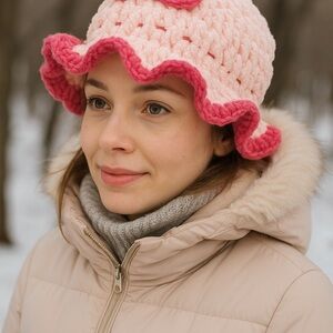 Dark and light Pink Crochet Hat